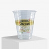 Printed plastic cup with 'Jacobs espresso' logo