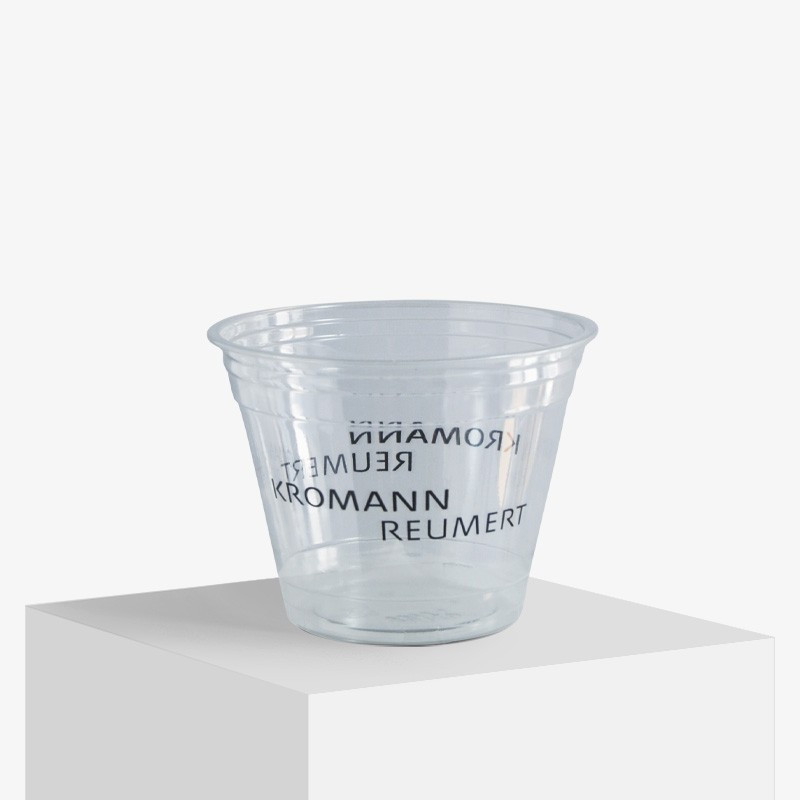 Vaso de plástico de 250 ml con logo estampado a 1 color