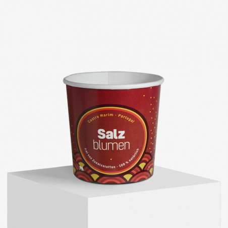 Personalised food cup with logo and design of Salz Blumen