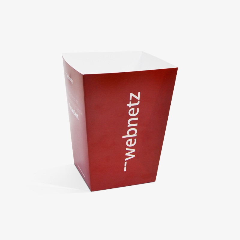Resirkulerbar 1L rød popcornbeger med 'webnetz' logo