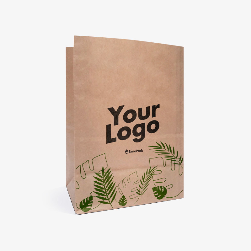 12L kraft-paperikassi ilman kahvaa take away -juomille ja ruoalle.