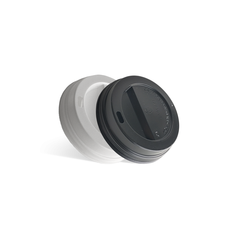 Large selection of black and white lids for paper cups