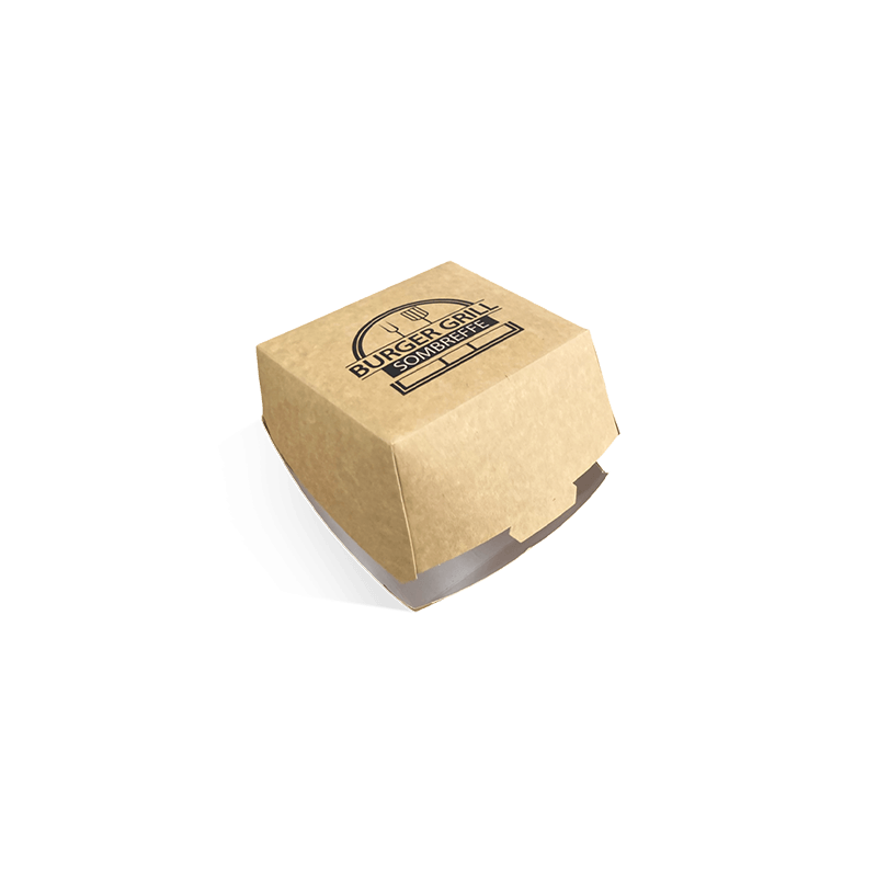 Cajas para hamburguesa en blanco y marrón personalizadas
