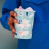 Close-up of custom printed food cup with sweets