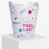 Caja de comida china abierta con el logotipo "PASTA LUCIA" de tamaño 710 ml