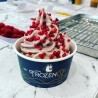 Ice cream cup with 'Frozen Cup' logo and design