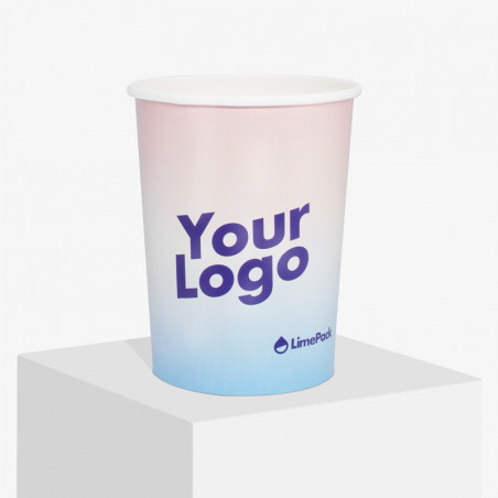 480 ml custom printed food cup with pink and blue gradient colors