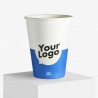 350 ml blue and white single wall paper cup with matte surface with 'Your Logo'