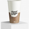 450 ml brown and white single wall paper cup with matte surface with 'Your Logo'