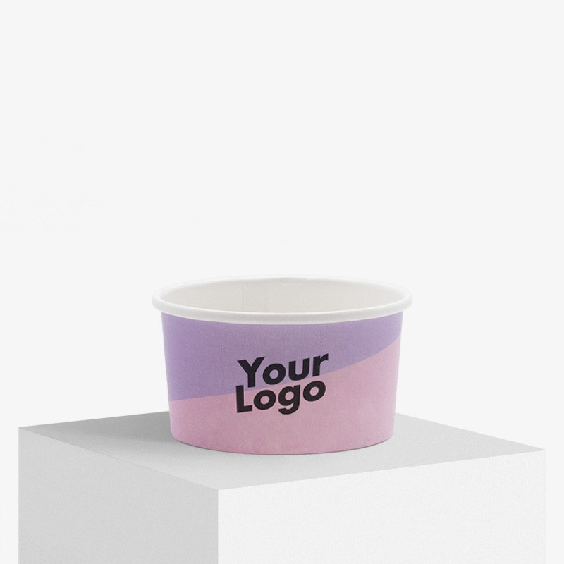 Custom printed ice cream cup in matte white size 100 ml