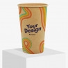 450 ml single wall paper cup in brown kraft paper with matte surface and 'Your Design' in multiple colors