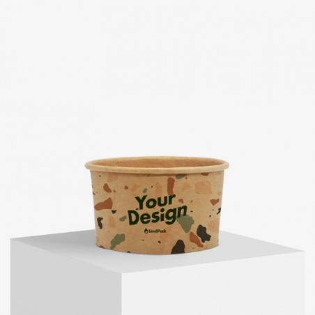 Custom printed ice cream cup in kraft brown size 100 ml