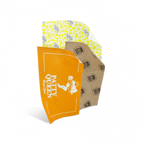 Custom printed greaseproof paper in full-color print and fully customizable sizes