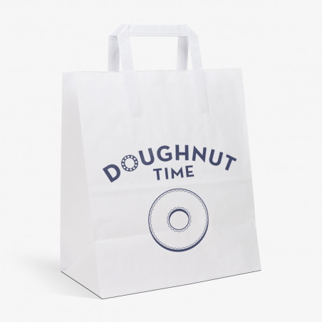 11L takeaway paper bag in white with Doughnut Time logo