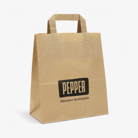 Bolsa takeaway personalizada de 6L en kraft marrón con serigrafía