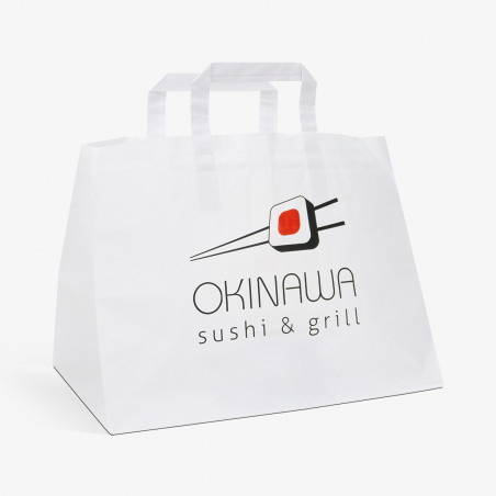 18L custom takeaway bag in white with logo