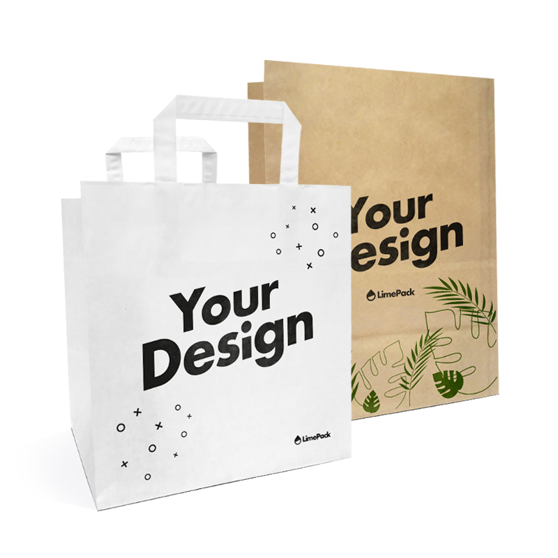 Personalized paper bags in 6 standard sizes and up to 4 colors