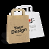 Custom takeaway bags in white and kraft brown with 2-color print