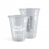 Large selection of custom plastic cups with 1-color print