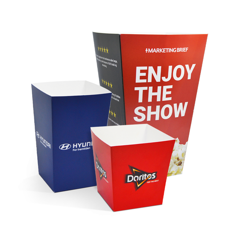 Custom printed popcorn boxes in several sizes for any occasion