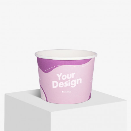 Custom printed 400ml ice cream cup in purple with matte surface