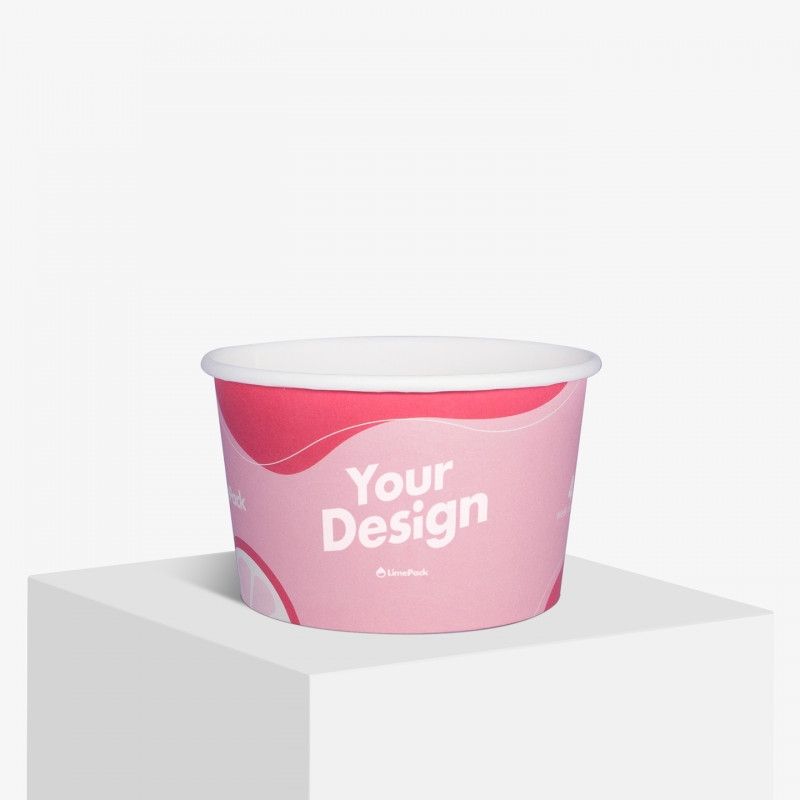 Custom printed pink 300ml ice cream cup