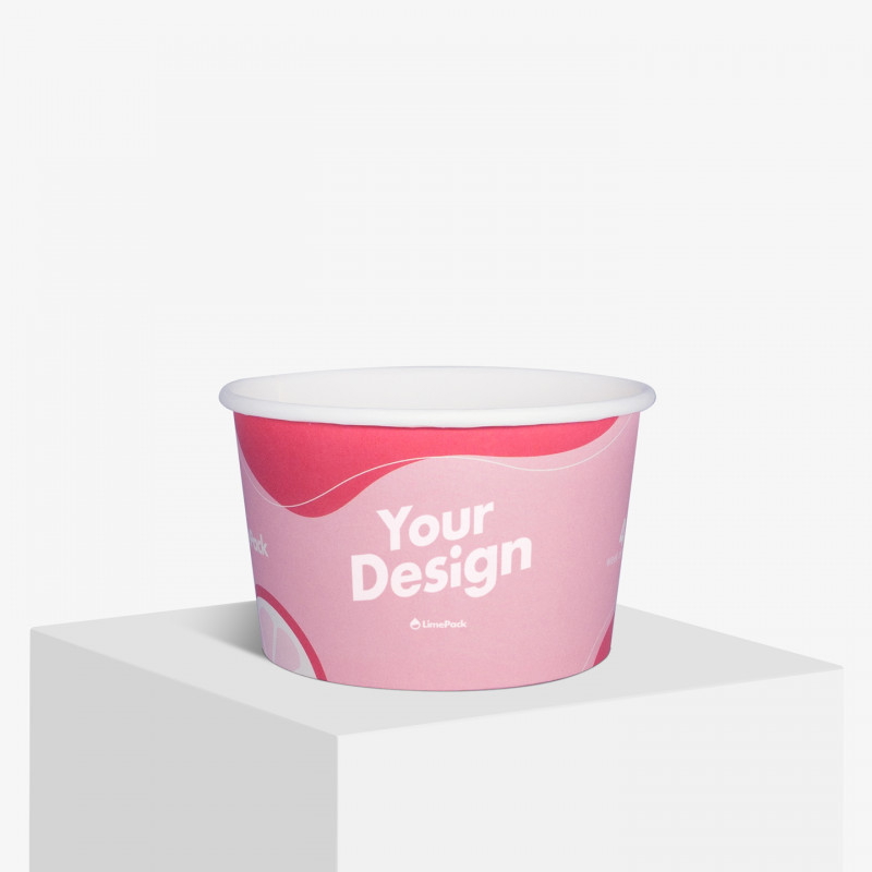 Custom printed pink 300ml ice cream cup