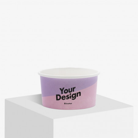 Custom printed ice cream cup in matte white size 100 ml