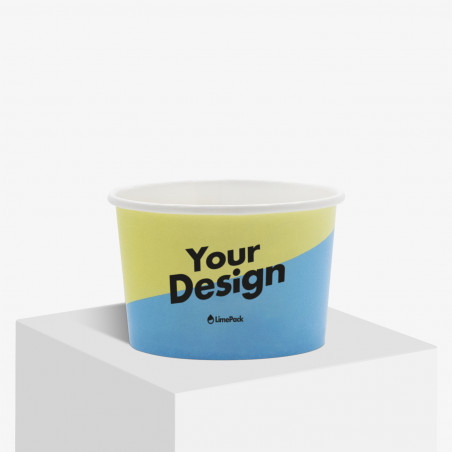 Custom printed ice cream cup in matte white size 230 ml