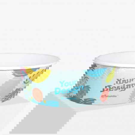 Custom salad bowl 1300 ml in blue pattern with matte surface
