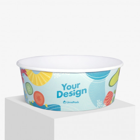 Custom salad bowl 1300 ml in blue pattern with matte surface