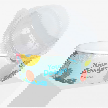 Custom salad bowl 1300 ml in blue pattern with lid