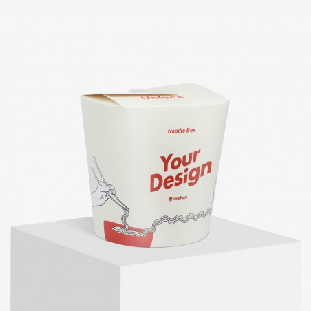 Foldable noodle box with logo in size 480 ml