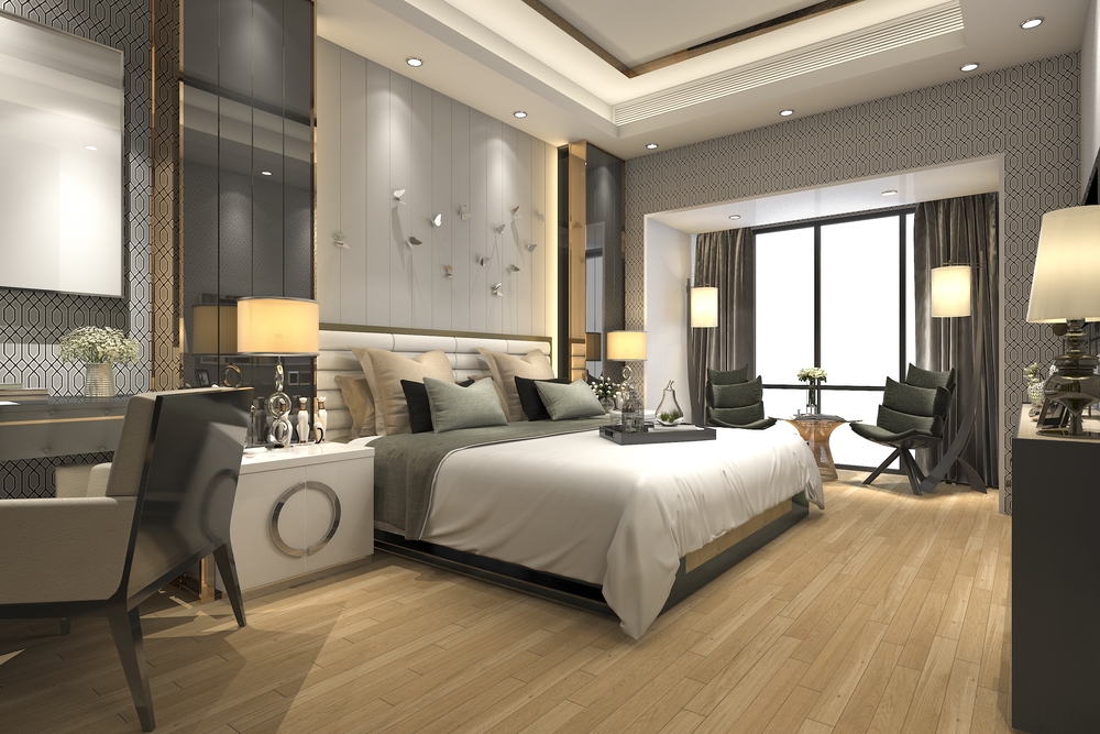 luxury modern hotel bedroom suite