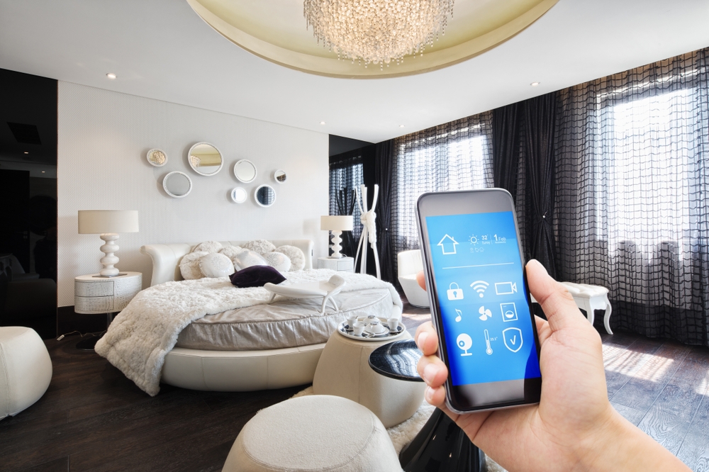 smart hotel room with mobile phone control