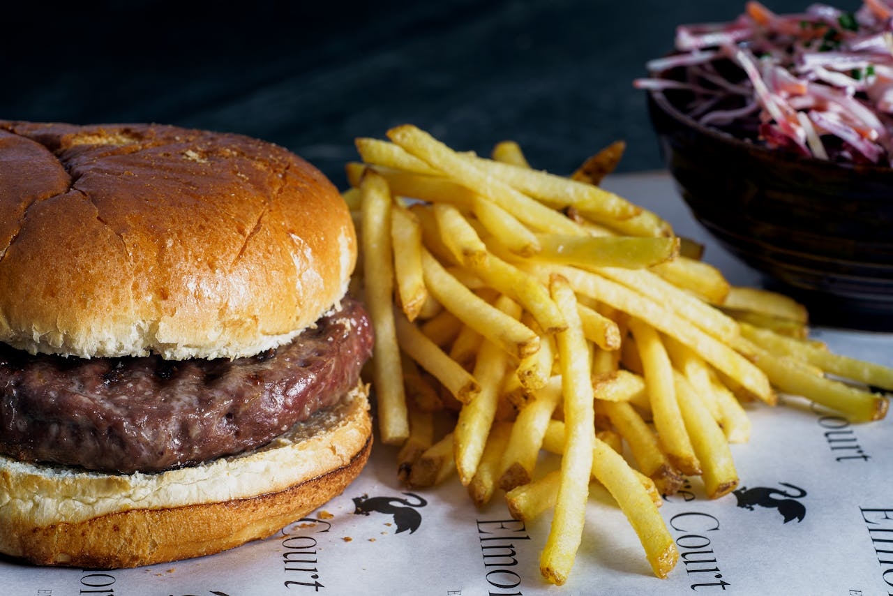 Beef Burger With Patty and Fries