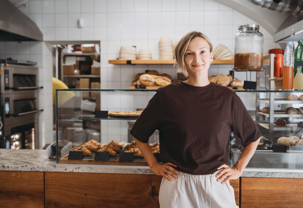 bakery owner in an ecofriendly bakery shop