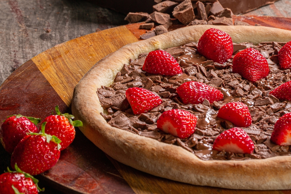 brazilian sweet pizza with chocolate and strawberry