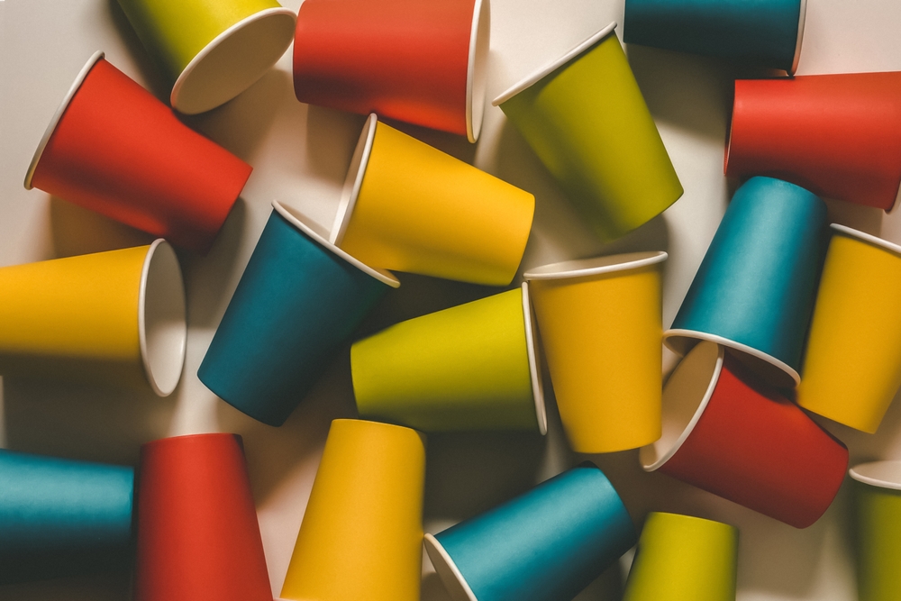 colourful paper cups