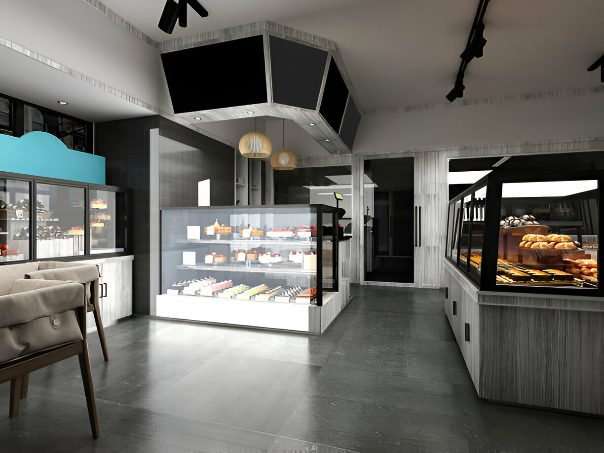 modern interior of a bakery shop