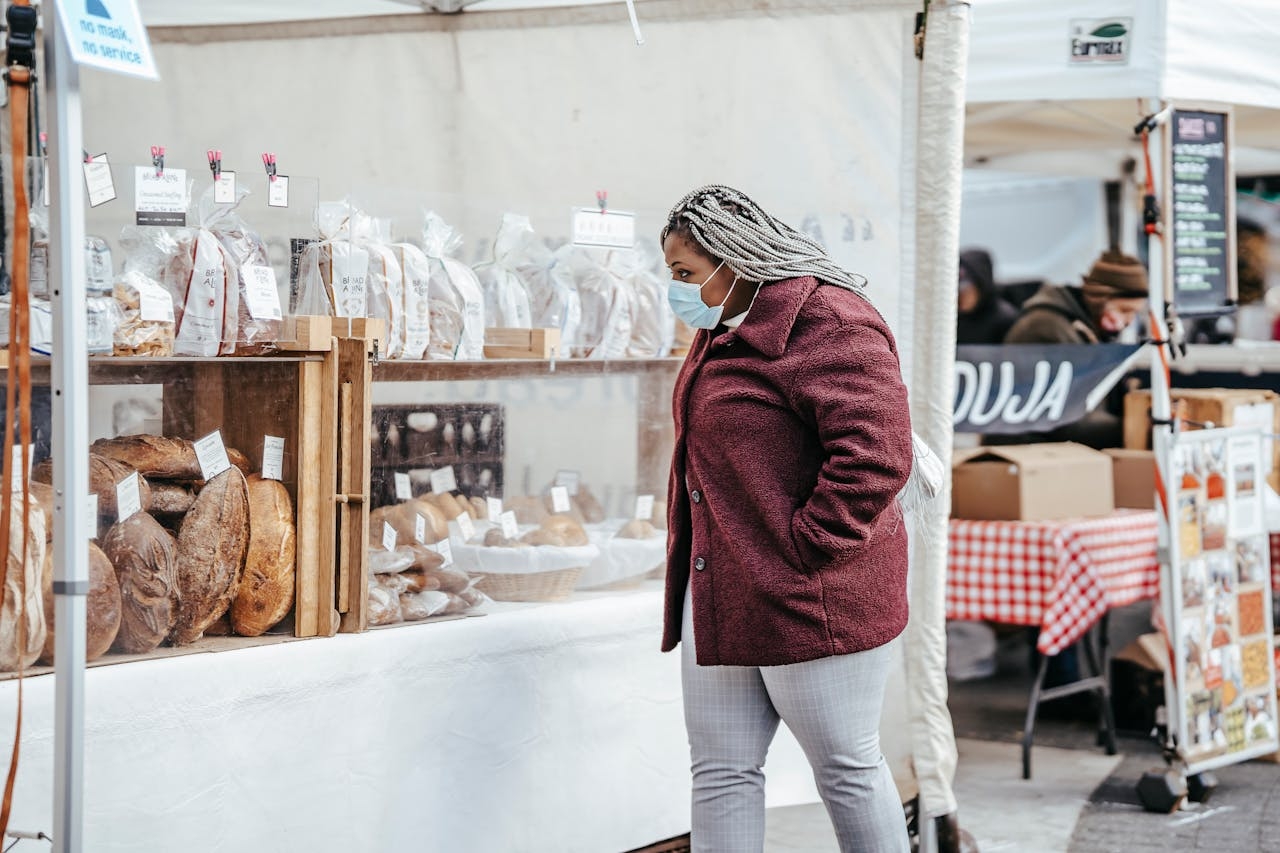lady shopping in a bakery shop
