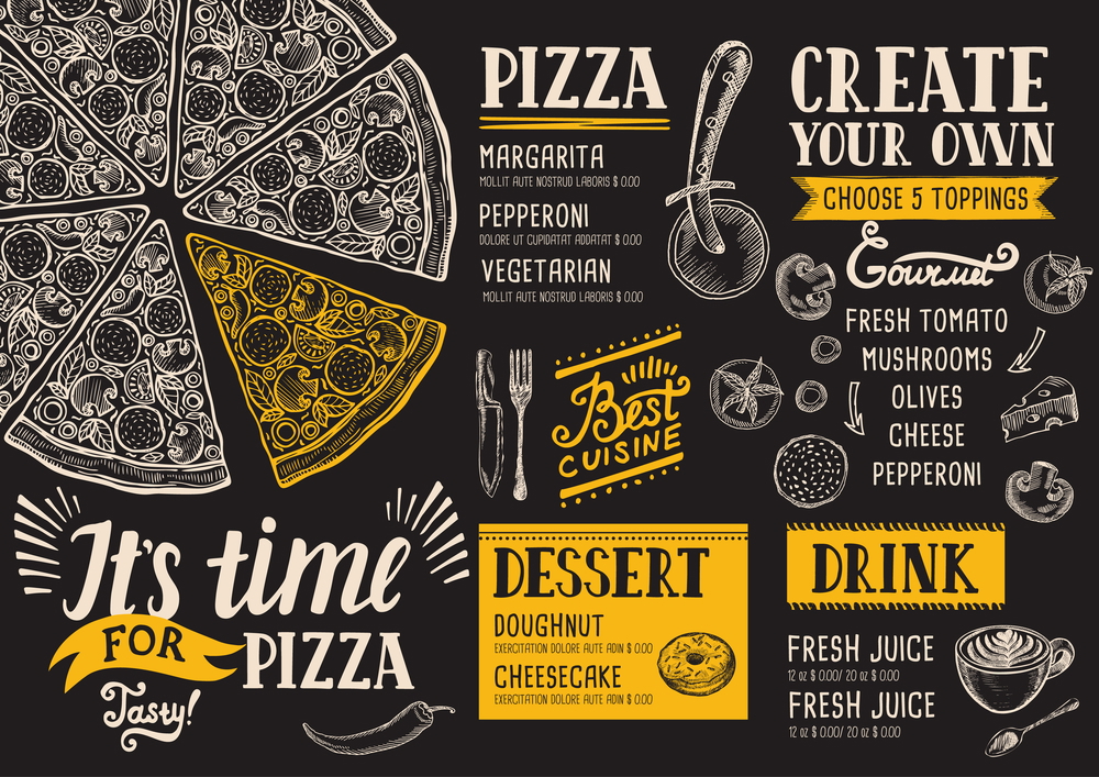 Pizza Food Menu For Pizzeria