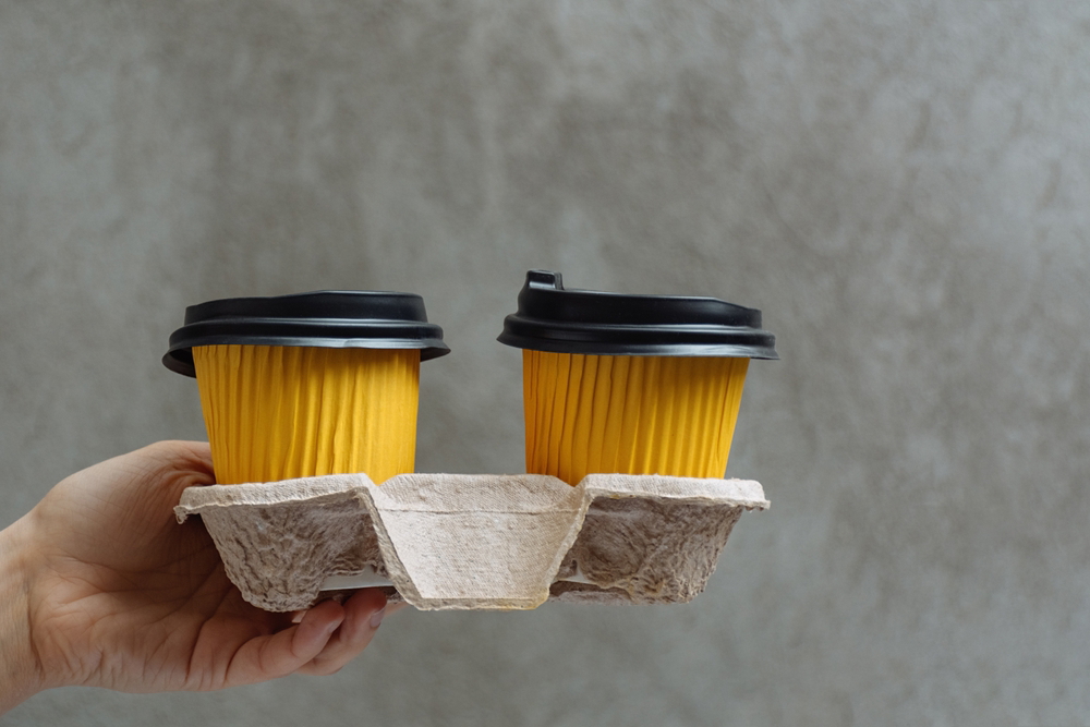 Two Yellow Double Wall Paper Cups